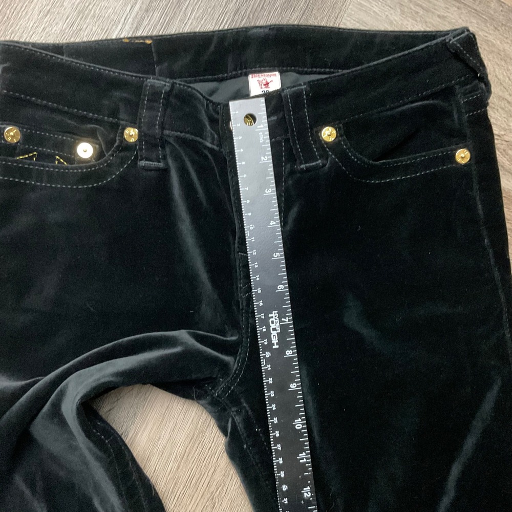 Y2K True Religion Velvet Super Skinny Jeans Womens 29 Black Gold Horseshoe Logo - Picture 11 of 11
